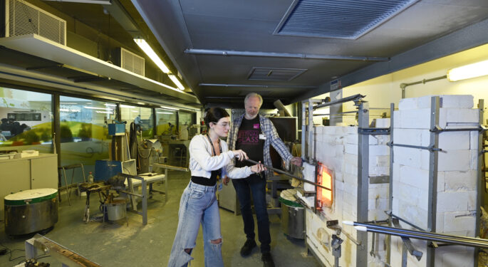 Girl doing steel work