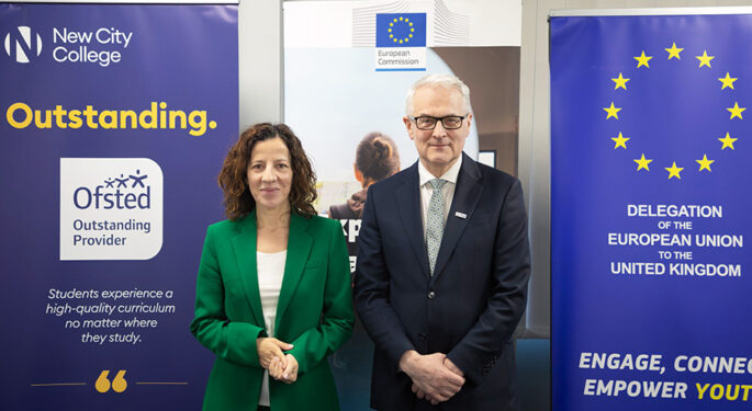 New City College Group Principal and CEO Gerry Mc Donald with European Commission Executive VP Roxana Mînzatu during the visit